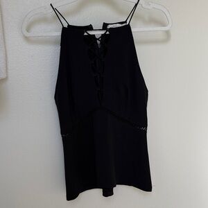 Lush Black Lace-Up Camisole Top